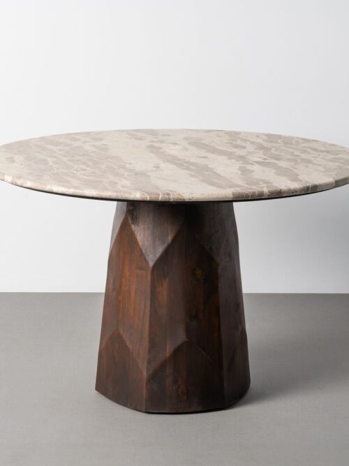 Table à Manger Manguier Bois-marbre Brutaliste Ixia 120cm