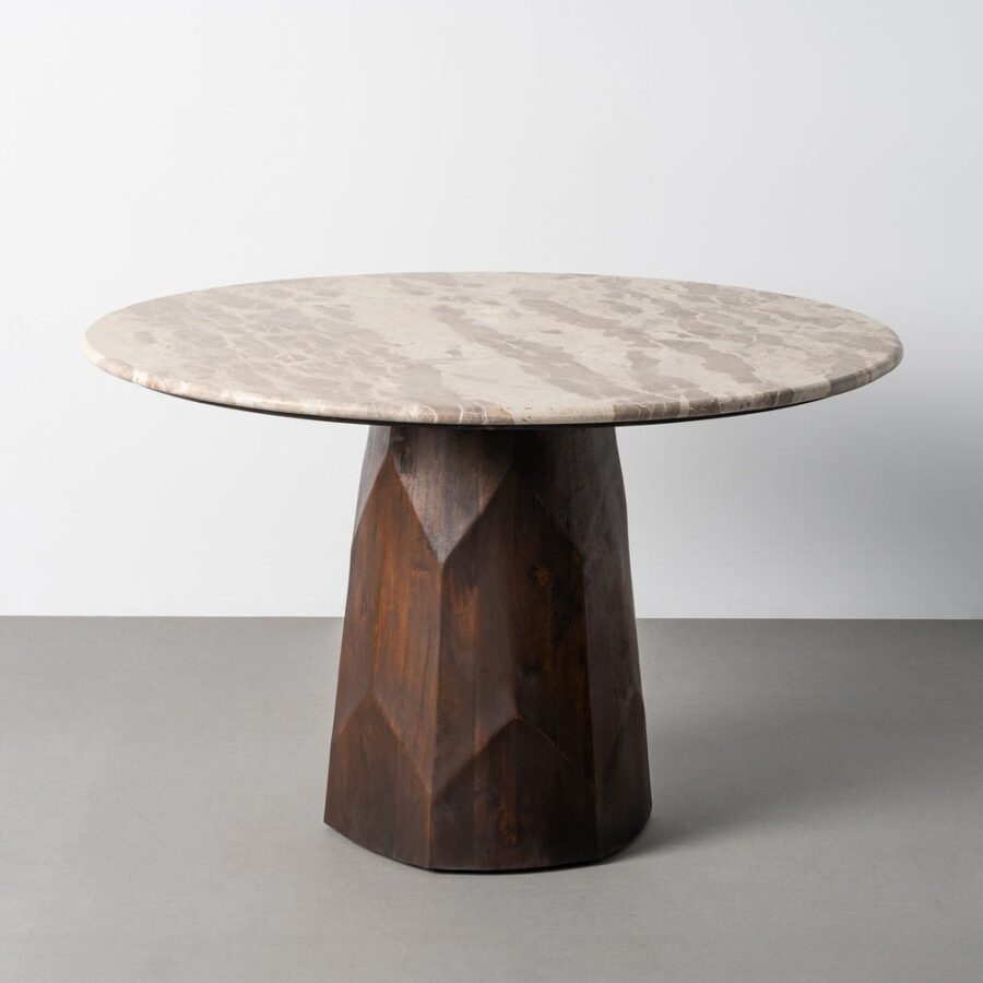 Table à Manger Manguier Bois-marbre Brutaliste Ixia 120cm