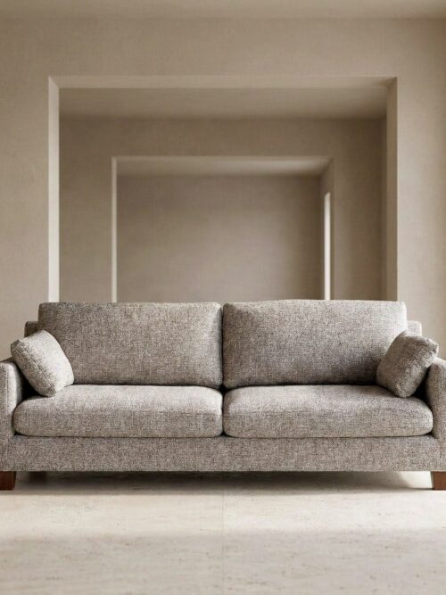 Canapé 3 Places Beige Tissu-Bois Ixia 221 cm