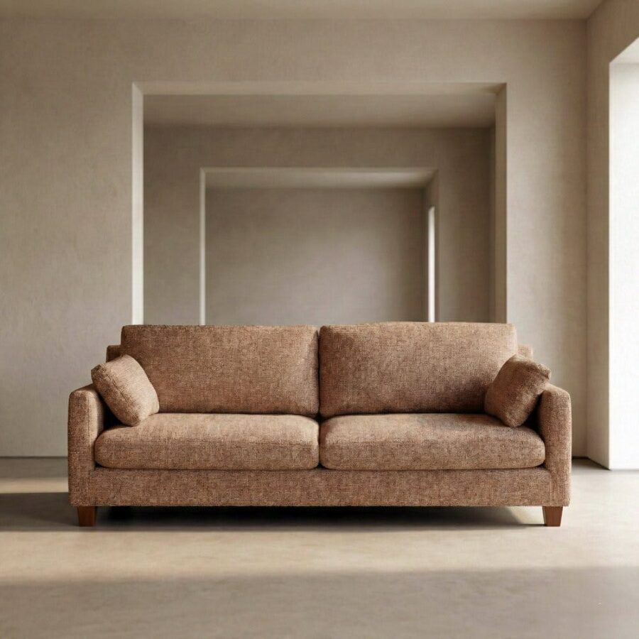 Canapé 3 Places Ocre Tissu-Bois Ixia 221 cm