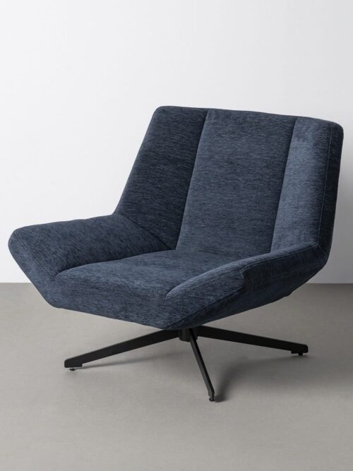Fauteuil Pivotant Bleu Tissu-Métal Ixia 89 cm