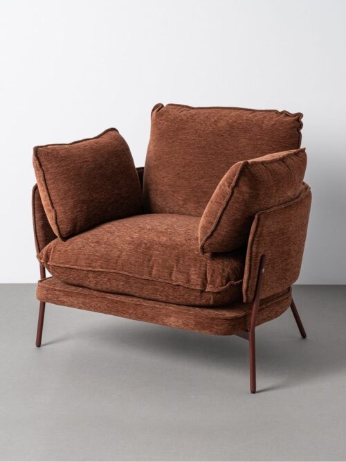Fauteuil Marron Foncé Tissu-Métal Ixia