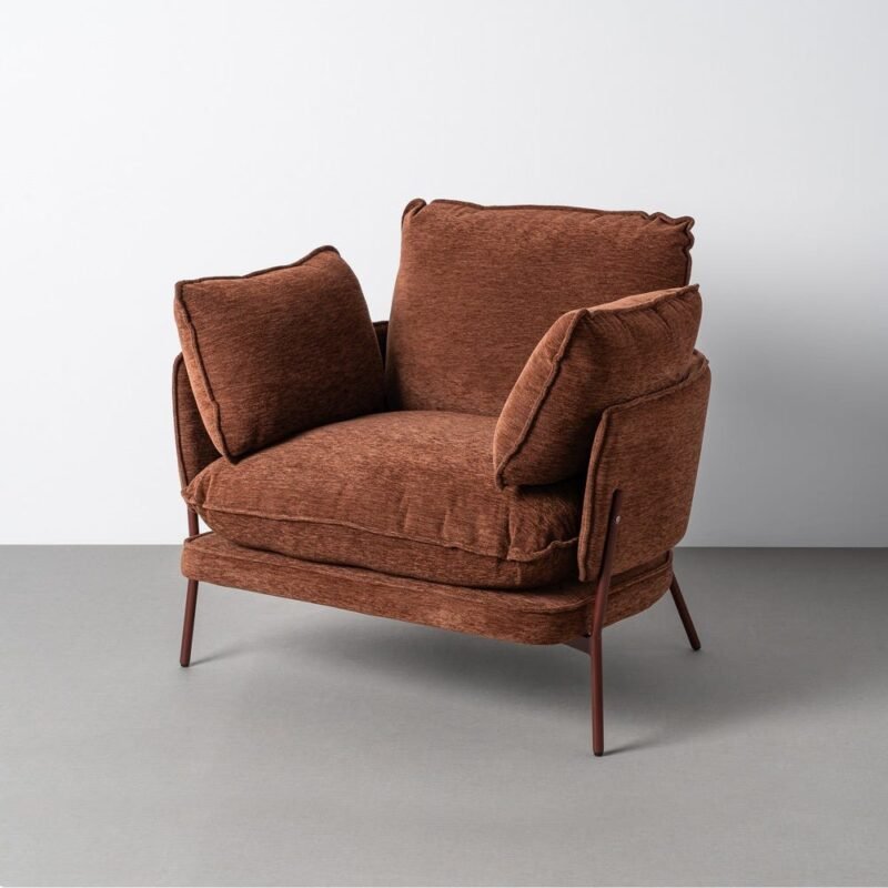 Fauteuil Marron Foncé Tissu-Métal Ixia