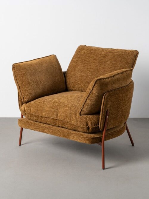 Fauteuil Marron Clair Tissu-Métal Ixia