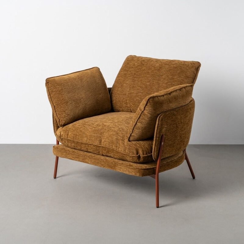 Fauteuil Marron Clair Tissu-Métal Ixia