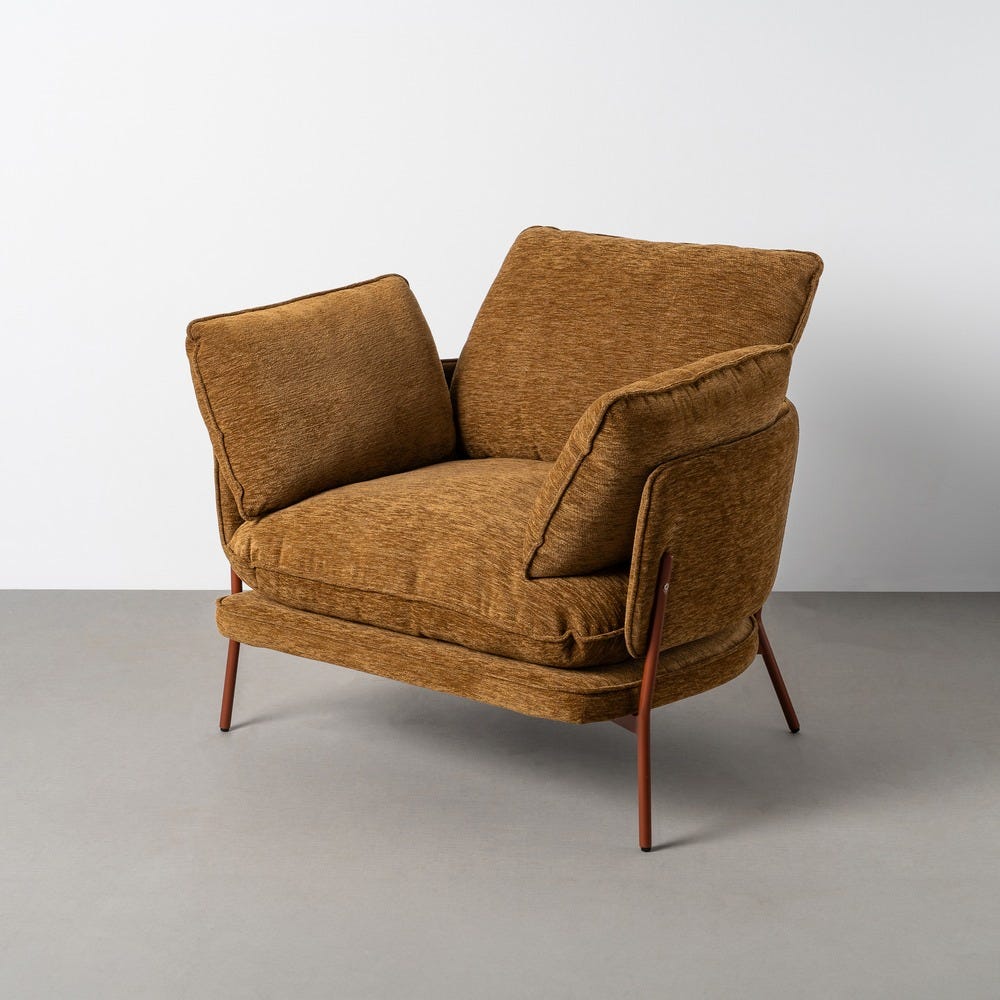 Fauteuil Marron Clair Tissu-Métal Ixia