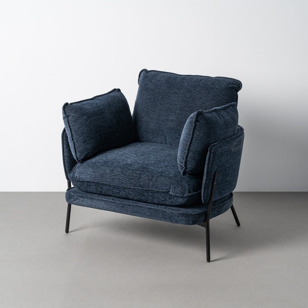 Fauteuil Bleu Tissu-Métal Ixia 95 cm