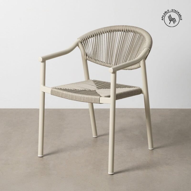 Lot de 2 : Chaise Empilable Aluminium-Rotin Pe 56,50 X 62,50 X 80,5 Ixia