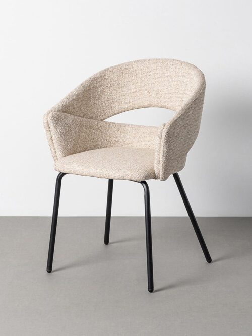 Fauteuil Beige Tissu-Métal Ixia 59 cm