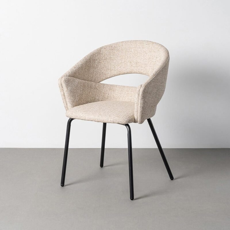 Lot de 2 : Fauteuil Beige Tissu-Métal Ixia 59 cm