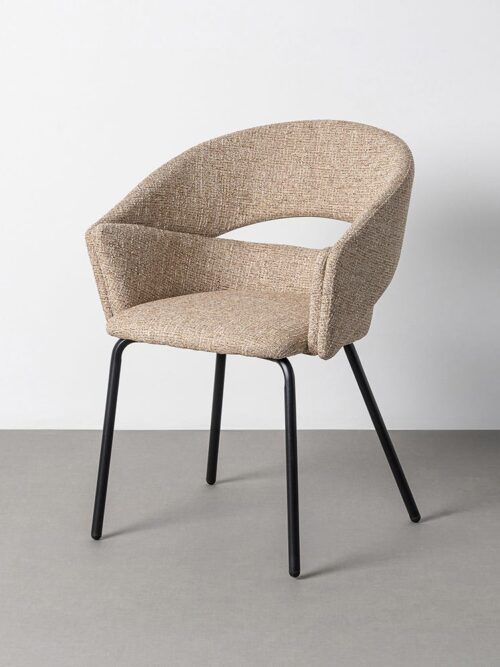 Fauteuil Taupe Tissu-Métal Ixia 59 cm