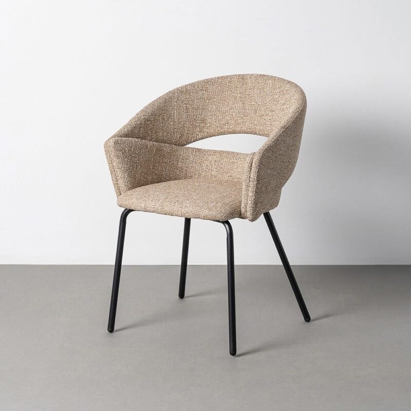 Lot de 2 : Fauteuil Taupe Tissu-Métal Ixia 59 cm