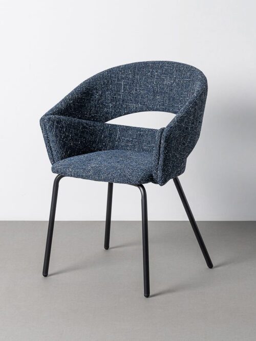 Fauteuil Bleu Tissu-Métal Ixia 59 cm