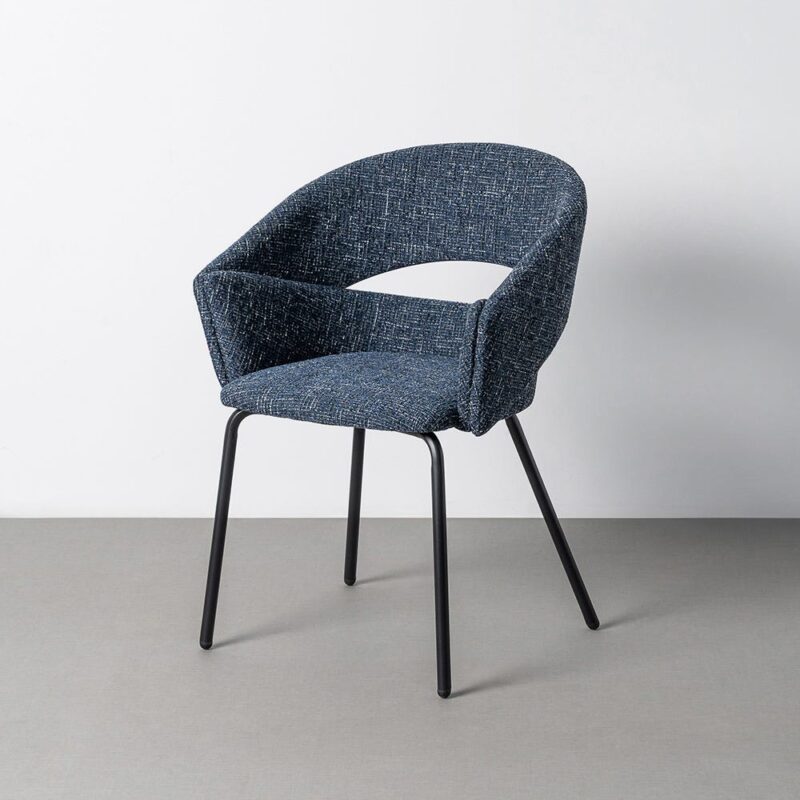 Fauteuil Bleu Tissu-Métal Ixia 59 cm