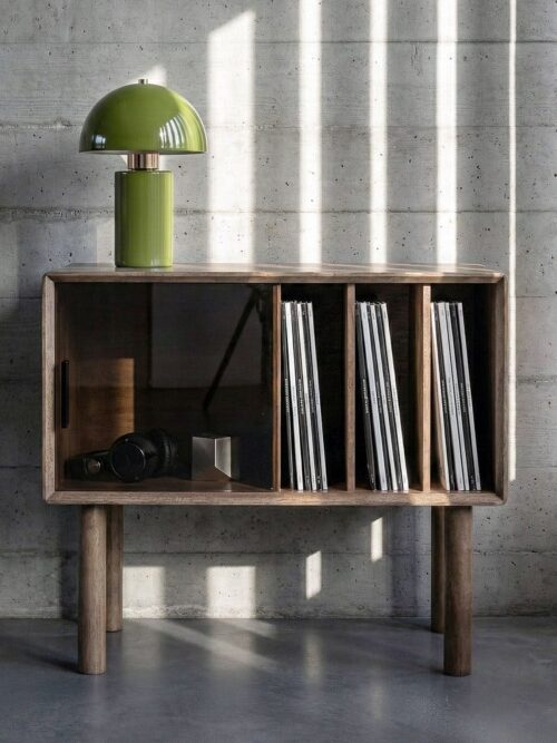 Meuble D'appoint Hévéa Massif Verre Trempé Ixia 80cm