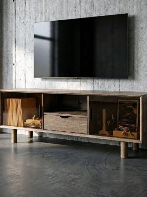 Meuble TV Marron-cristal Ixia 150cm
