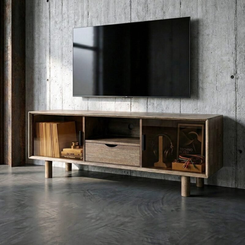 Meuble TV Marron-cristal Ixia 150cm