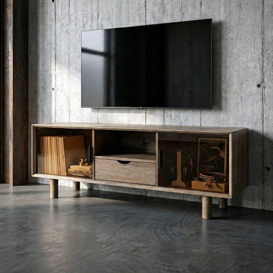 Meuble De Télévision Marron-Cristal Ixia