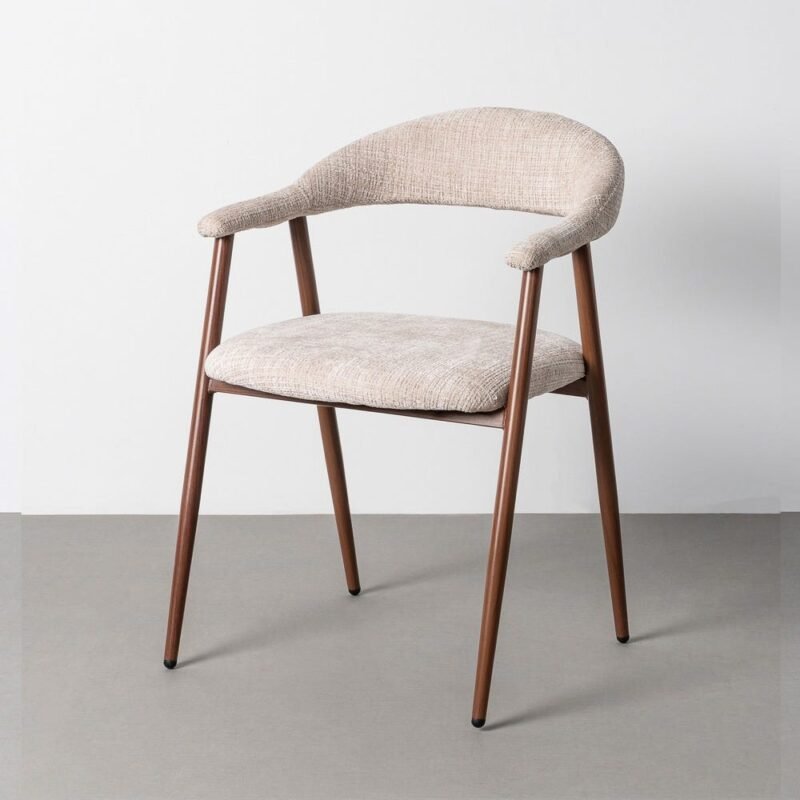 Lot de 2 : Chaise Beige Tissu-Métal Ixia 56 cm