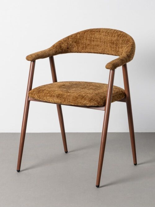 Chaise Marron Tissu-Métal Ixia 56 cm