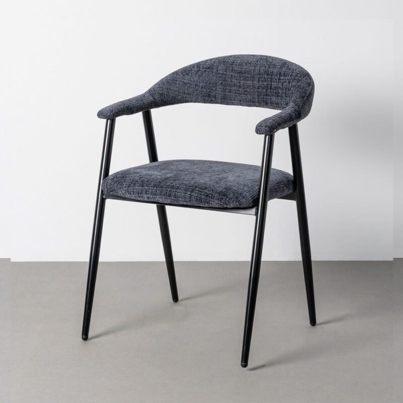 Lot de 2 : Chaise à Accoudoirs Dossier Arrondi Tissu Ixia 56 cm