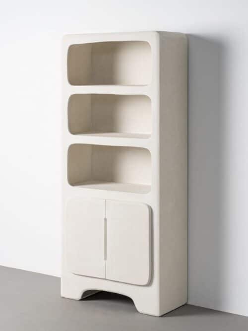 Bibliothèque Blanc Cassé Rainures Verticales Ixia 180cm
