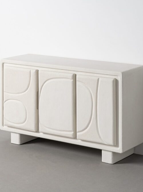 Buffet Bas Blanc Mat Façades Géométriques Ixia 120cm