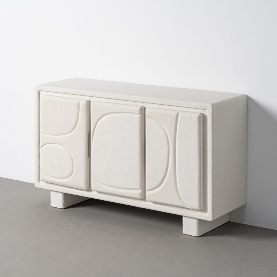 Buffet Bas Blanc Mat Façades Géométriques Ixia 120cm