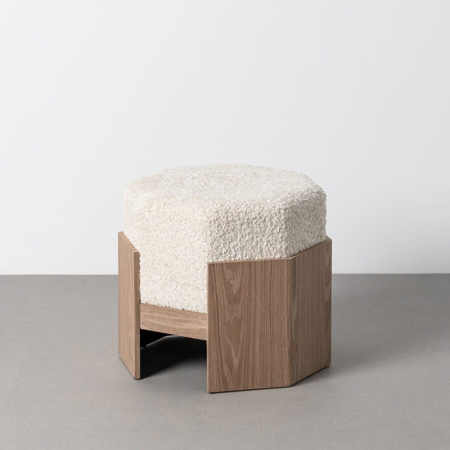 Pouf Crème Tissu Ixia 50 cm