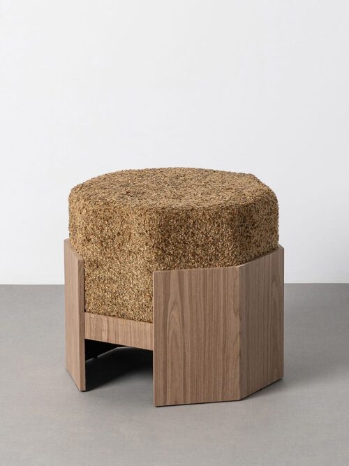 Pouf Ocre Tissu Ixia 50 cm