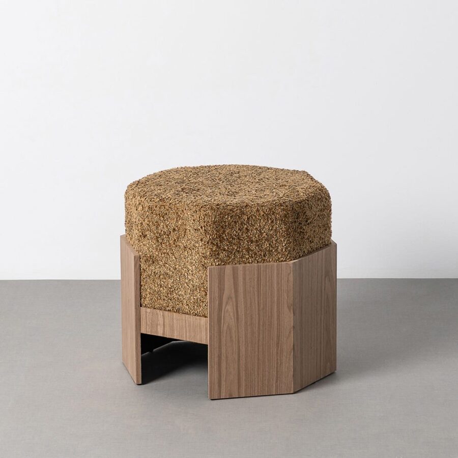 Pouf Ocre Tissu Ixia 50 cm