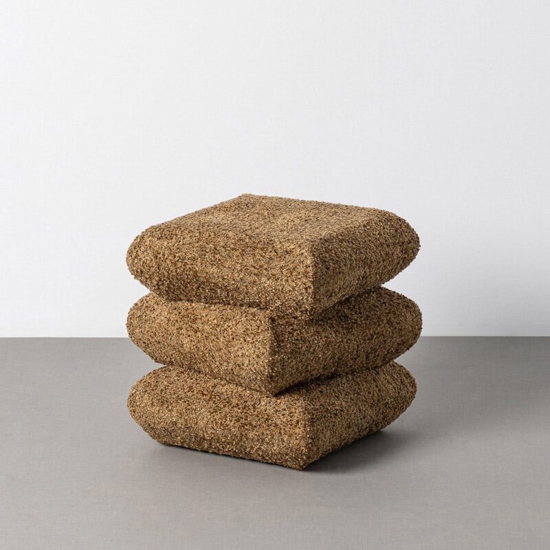 Pouf Ocre Tissu Ixia 42 cm