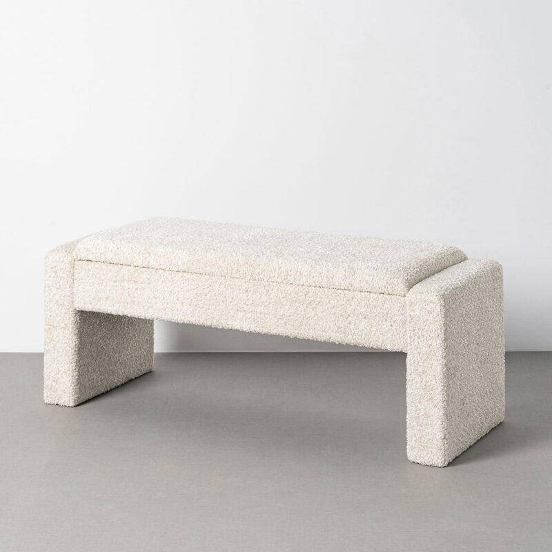 Banc Malle Crème Tissu Ixia 117 cm