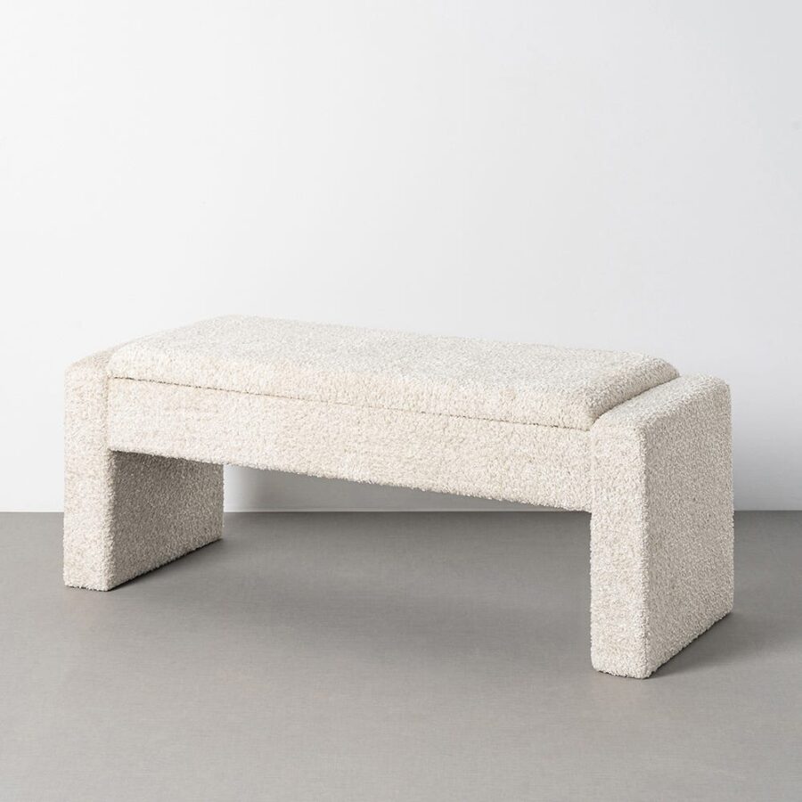 Banc Malle Crème Tissu Ixia 117 cm