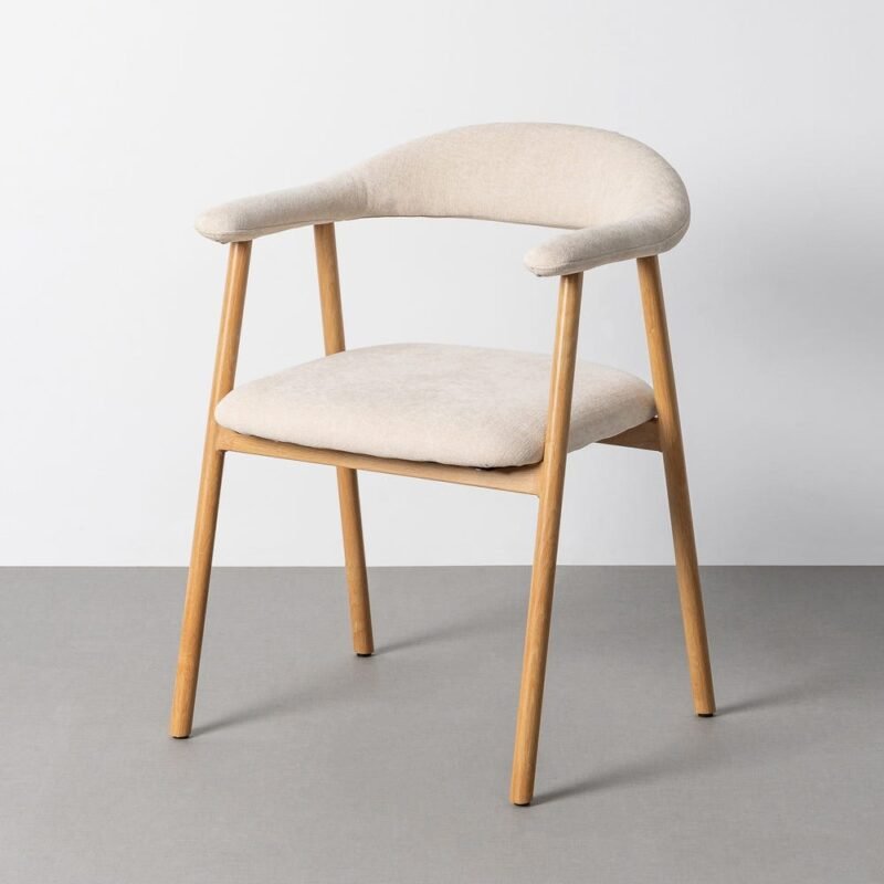 Lot de 4 : Fauteuil Crème Tissu-Métal Ixia 56 cm