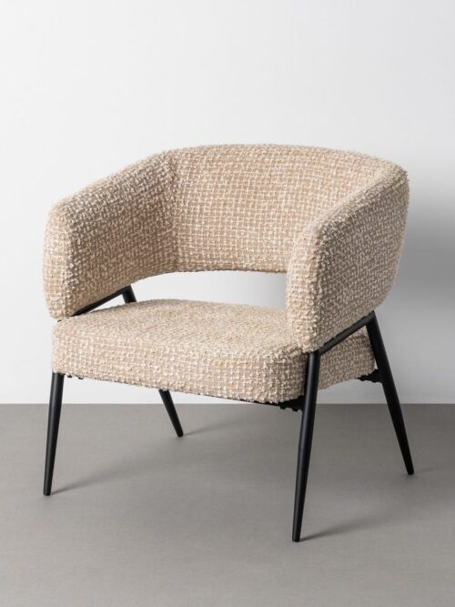 Fauteuil Beige Tissu-Métal Ixia 71 cm