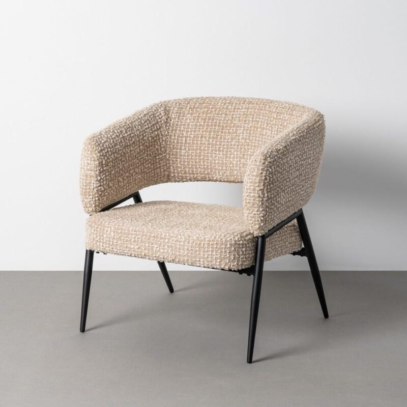 Lot de 2 : Fauteuil Beige Tissu-Métal Ixia 71 cm