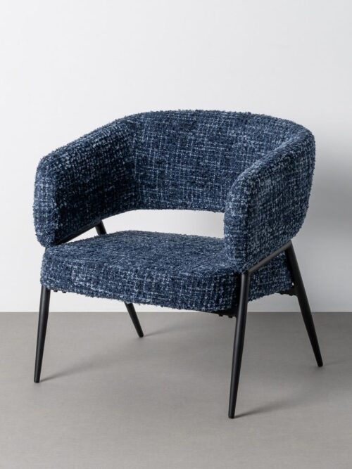 Fauteuil Bleu Tissu-Métal Ixia 71 cm