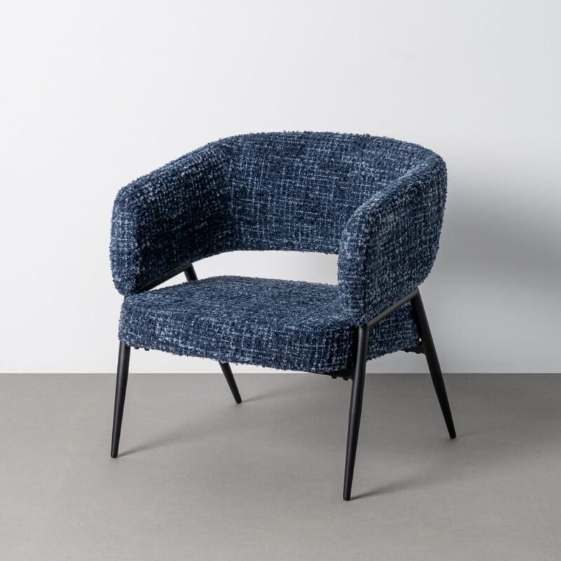 Lot de 2 : Fauteuil Bleu Tissu-Métal Ixia 71 cm