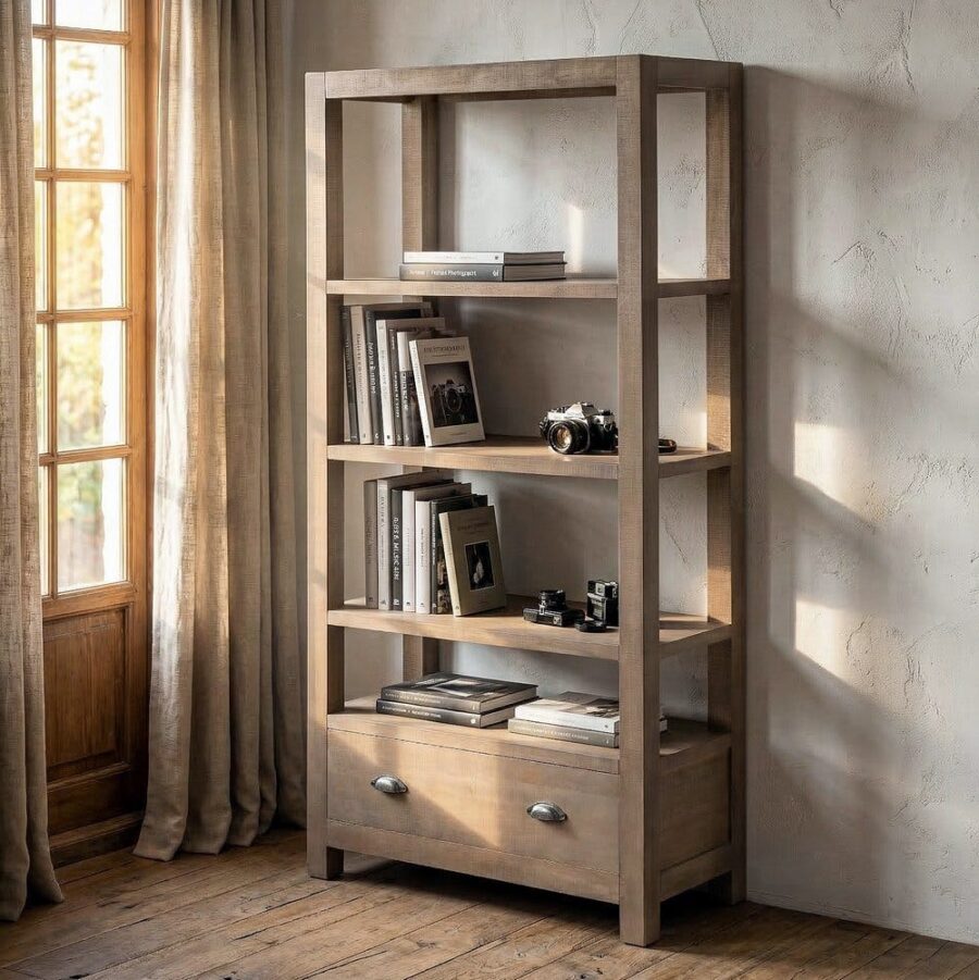 Bibliothèque Pin Massif Teinte Miel Naturel Ixia 180cm