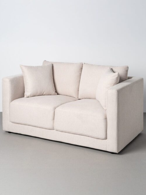 Canapé 2 Places Crème Tissu-Bois Ixia 165 cm