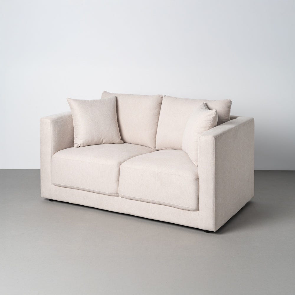 Canapé 2 Places Crème Tissu-Bois Ixia 165 cm