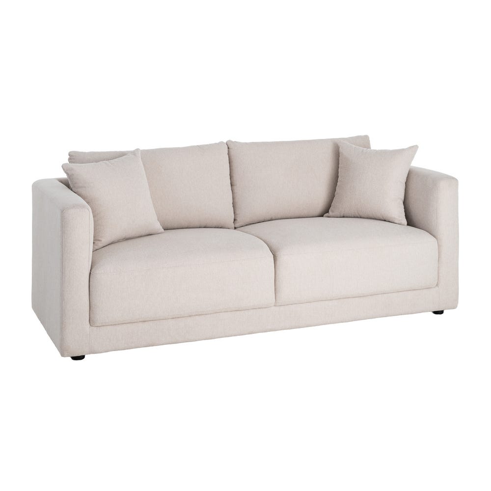 Canapé 3 Places Crème Tissu-Bois Ixia 210 cm – Image 2
