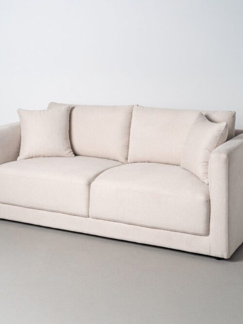 Canapé 3 Places Crème Tissu-Bois Ixia 210 cm