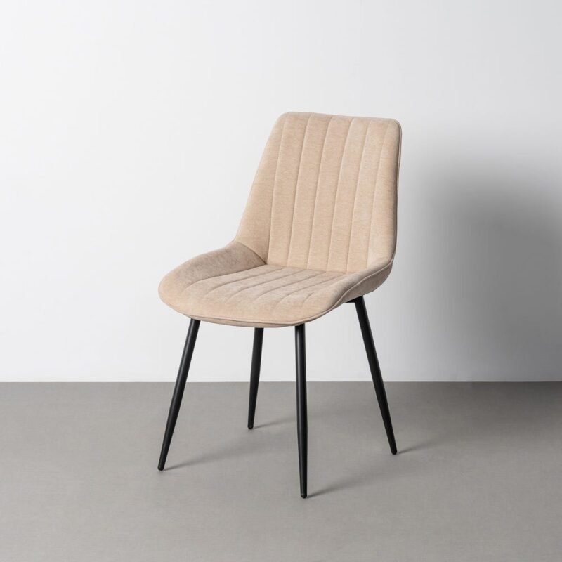 Lot de 4 : Chaise Beige Tissu-Métal Ixia 50 cm
