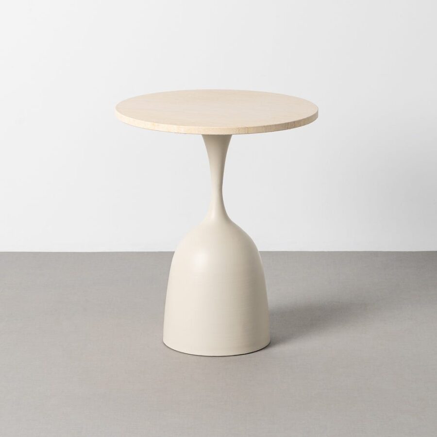 Petit Table Blanc Mètal-Marbre Ixia 50 cm