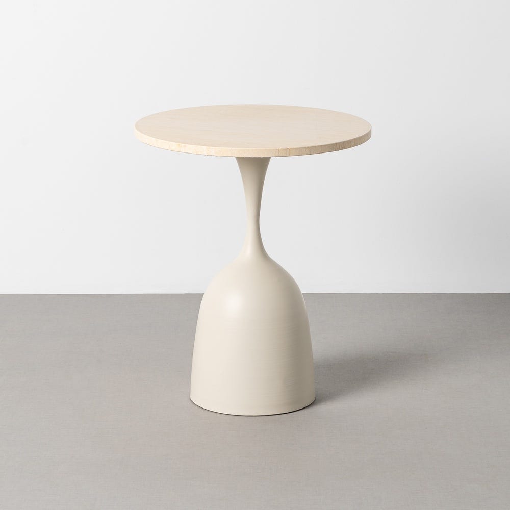 Petit Table Blanc Mètal-Marbre Ixia 50 cm