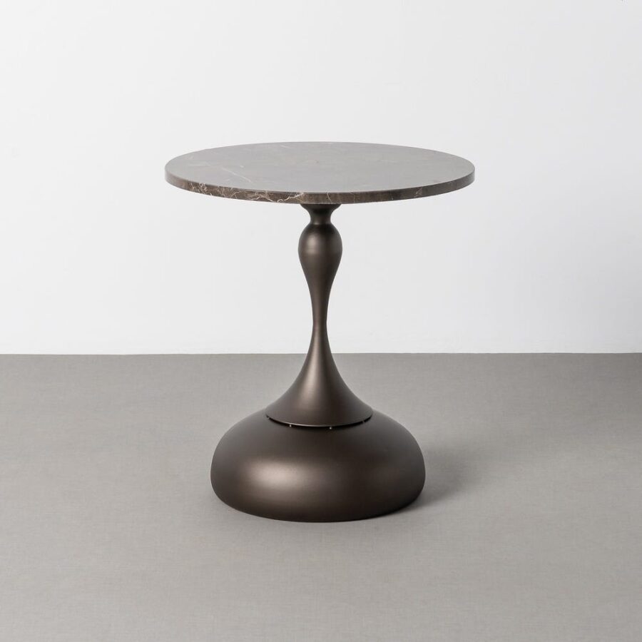 Petit Table Noir Mètal-Marbre Ixia 50 cm