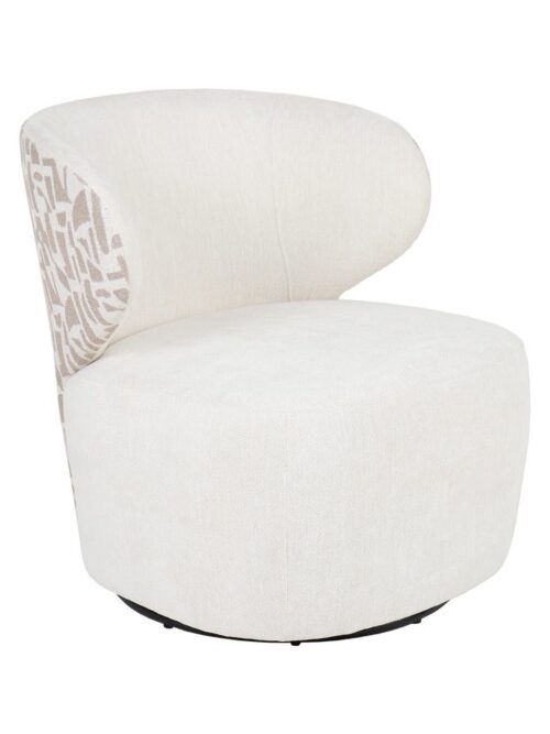 Fauteuil Bi-Tissu Crème-Beige Tissu-Bois Ixia