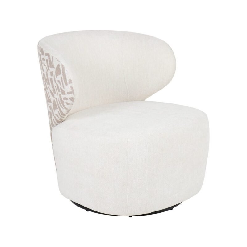Fauteuil Bi-Tissu Crème-Beige Tissu-Bois Ixia